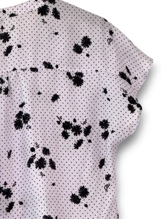 Banana Republic Floral Polka Dot Split Neck Blouse Size M - Picture 7 of 12